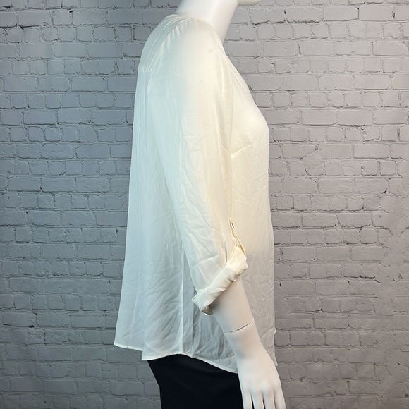 JM Collection Ivory Roll-tab Blouse Top Plus Size 1X - Picture 4 of 7
